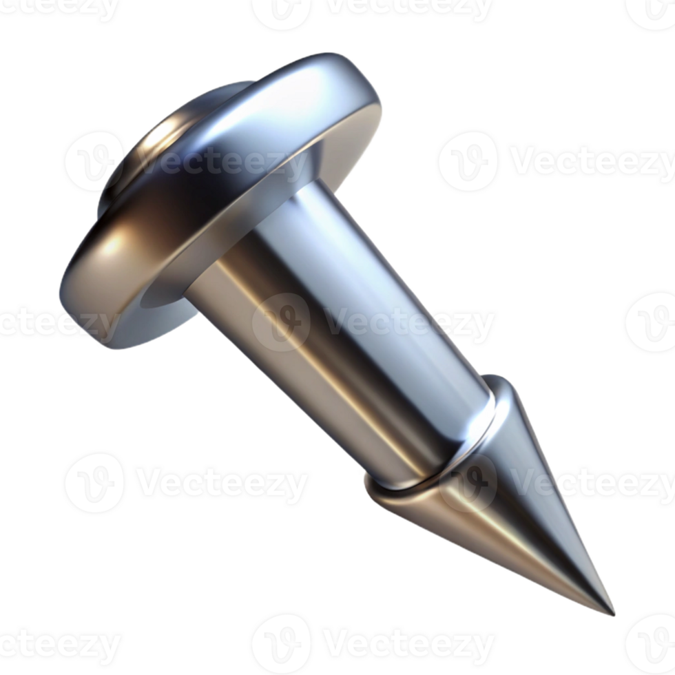 wonderful traditional A nail, silver, pointed, high resolution png