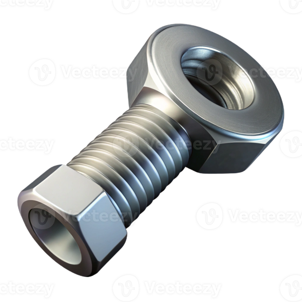 elegant creative A bolt, steel, with nut, high resolution png