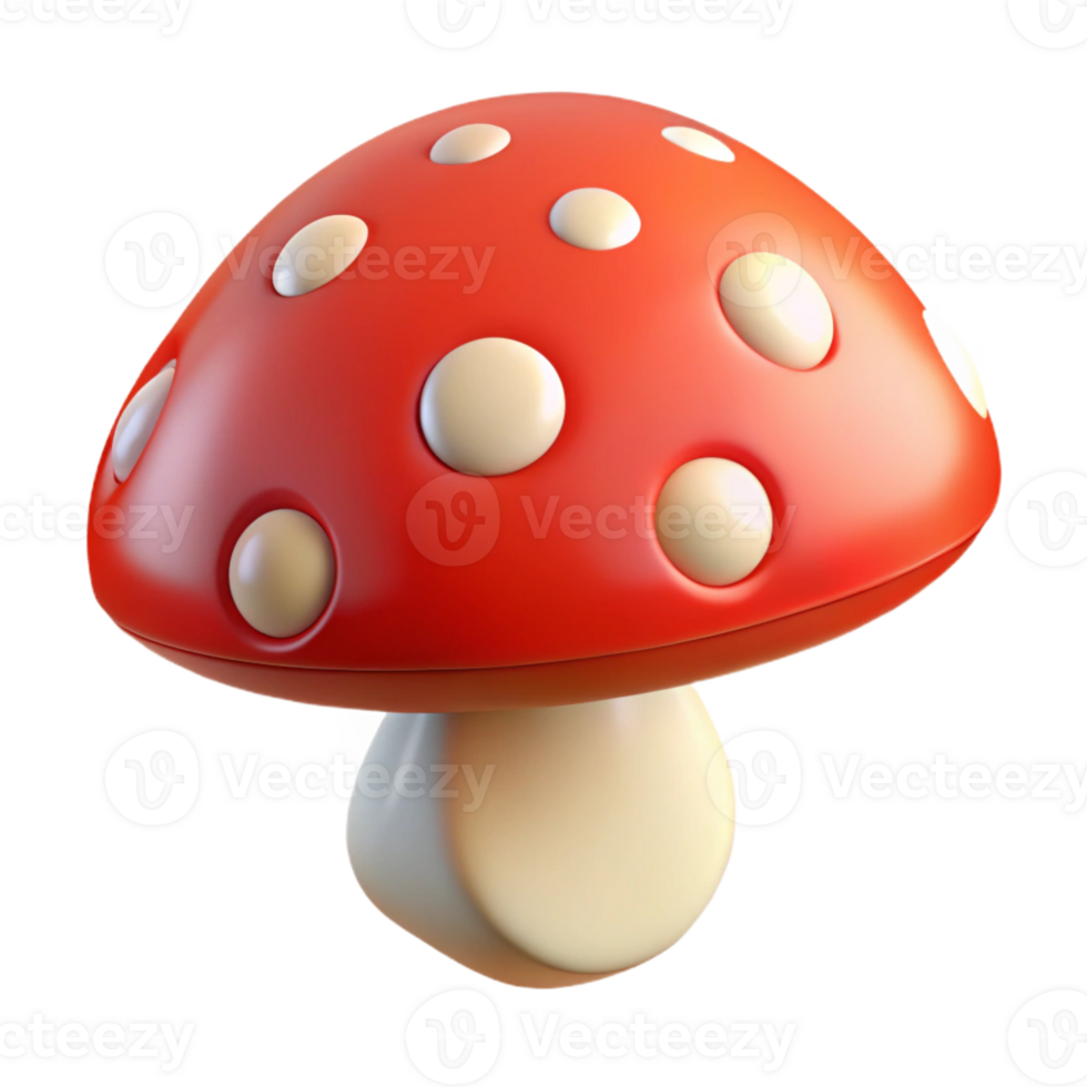 vibrant creative A mushroom, red with white spots, professional png
