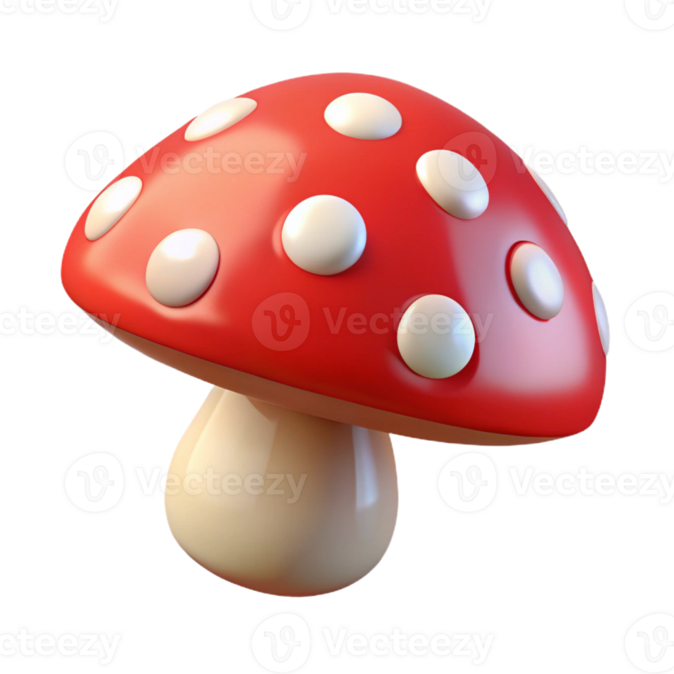 serene vintage A mushroom, red with white spots, genuine png