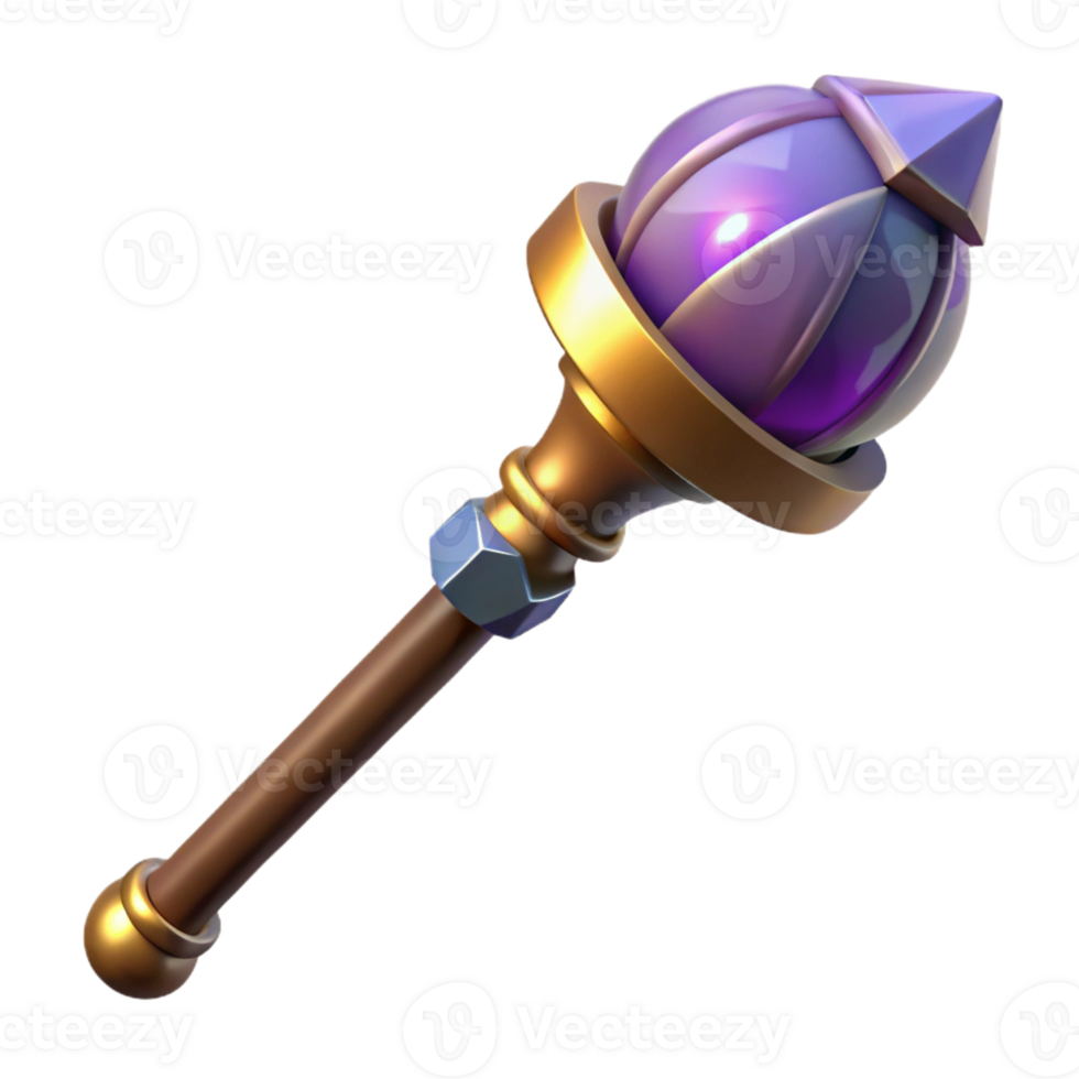 extraordinary traditional A wizard's staff topped with a pulsating crystal orb premium png