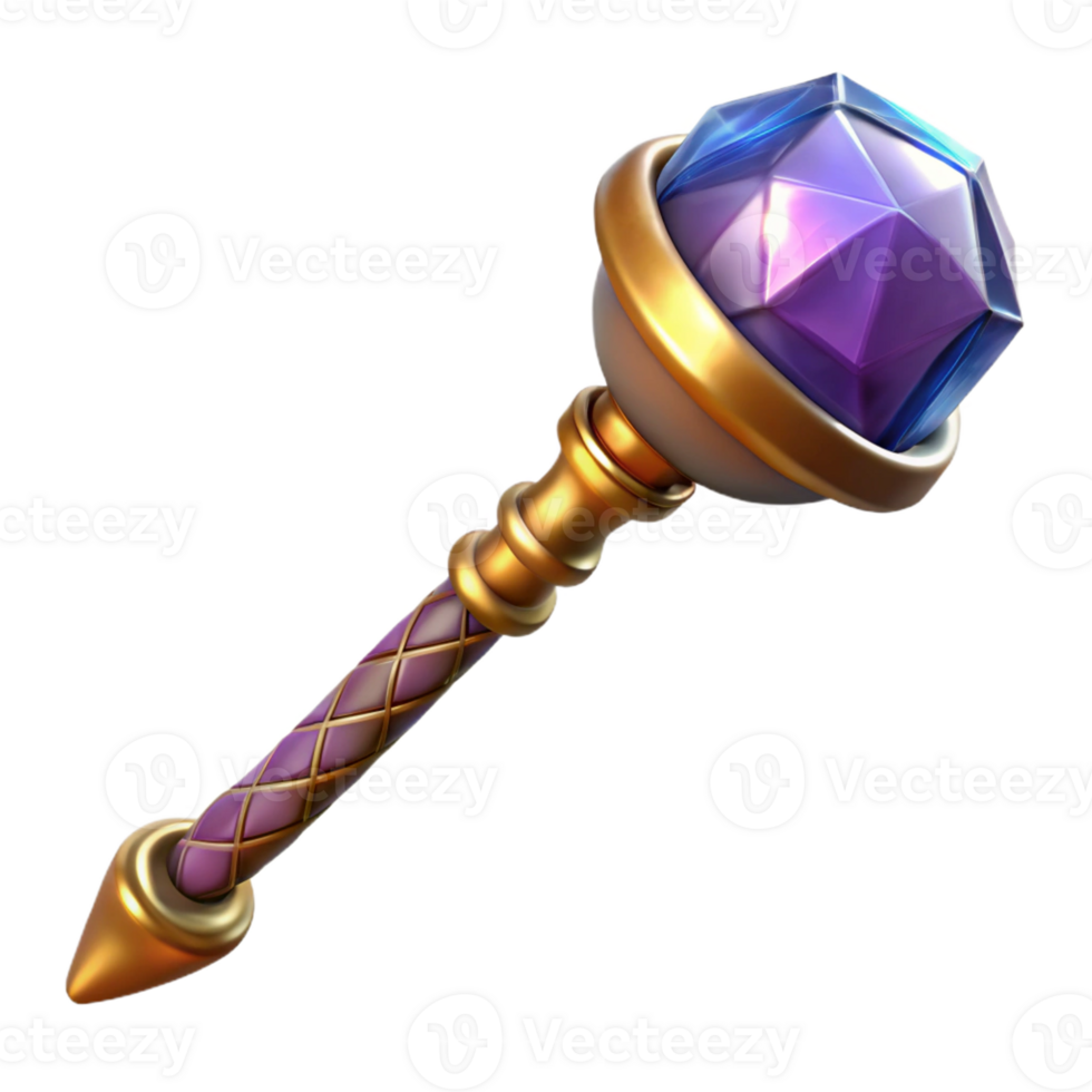 stunning modern A wizard's staff topped with a pulsating crystal orb premium png