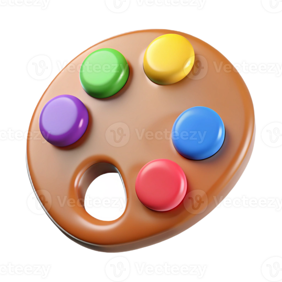 magnificent artistic A paint palette, with various colors, authentic png