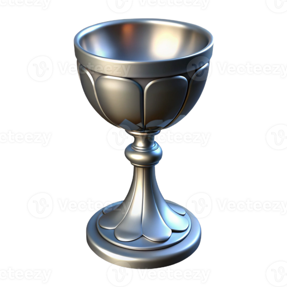 dramatic creative A single, ornate silver chalice, glowing faintly high resolution png