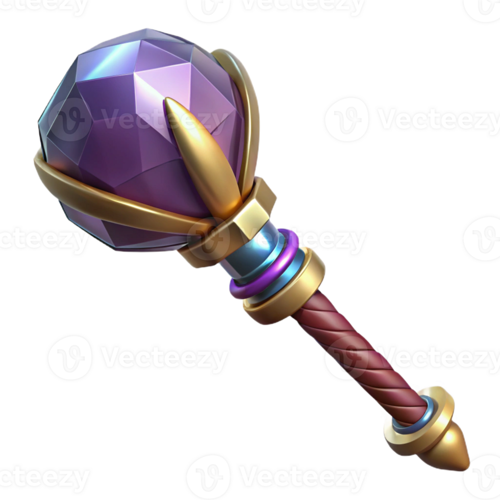 wonderful abstract A wizard's staff topped with a pulsating crystal orb high resolution png