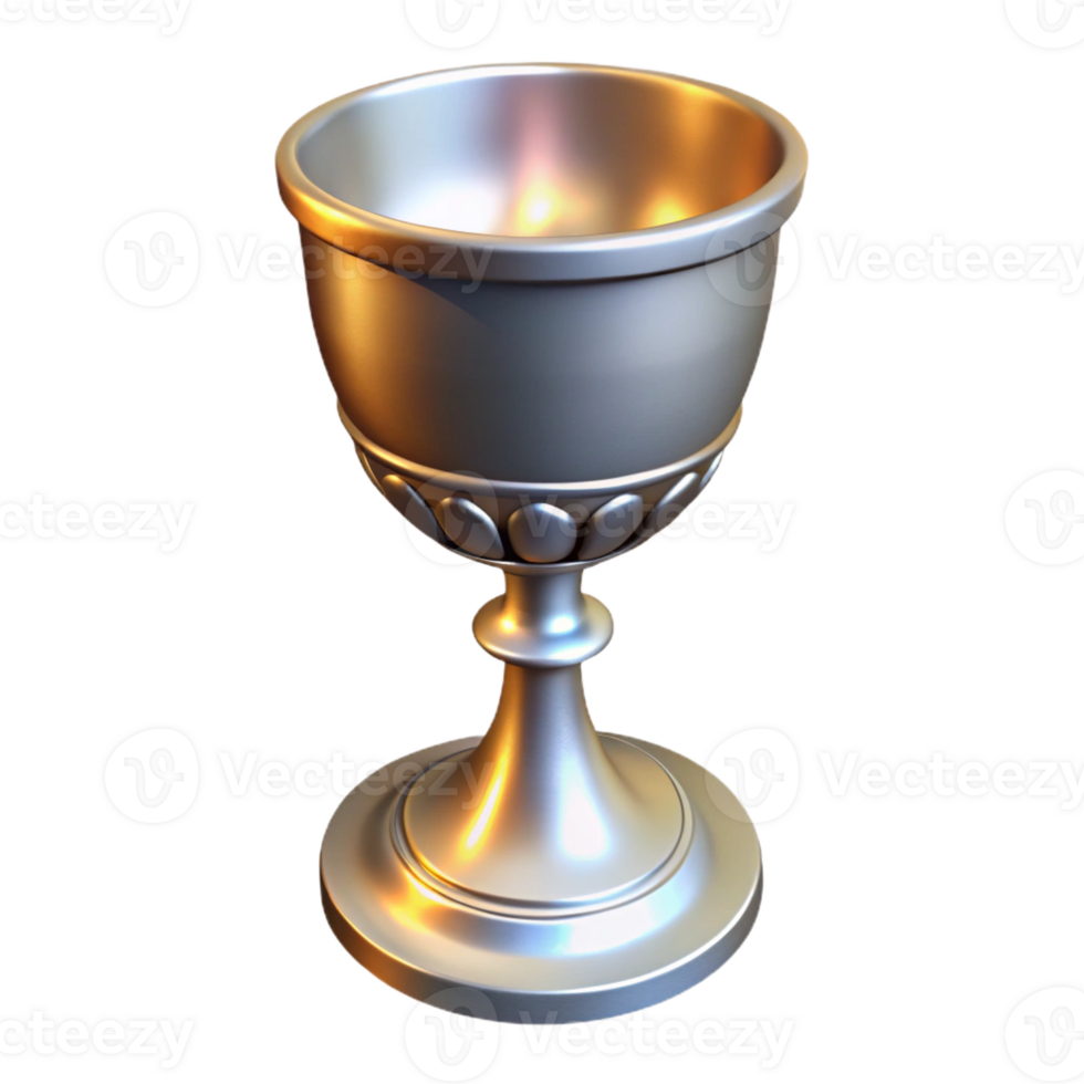 impressive rustic A single, ornate silver chalice, glowing faintly professional png