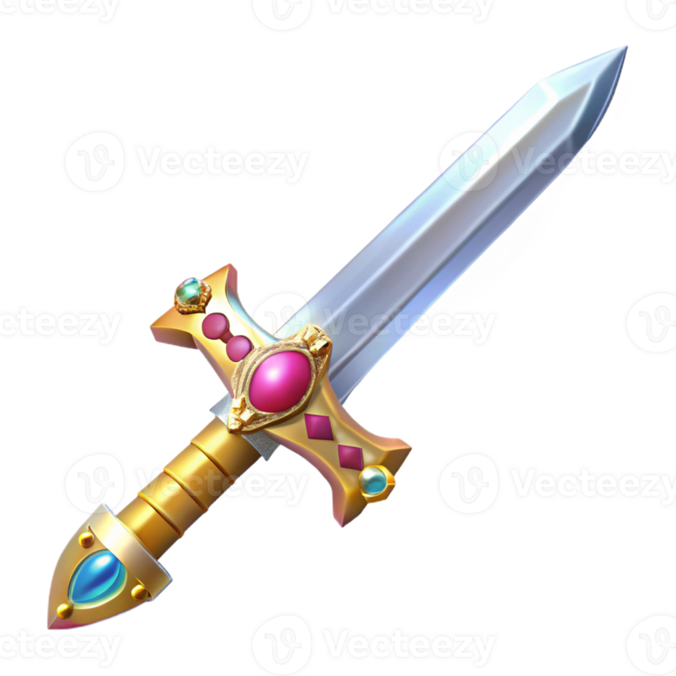 stunning abstract A gleaming longsword, hilt encrusted with jewels 4K png