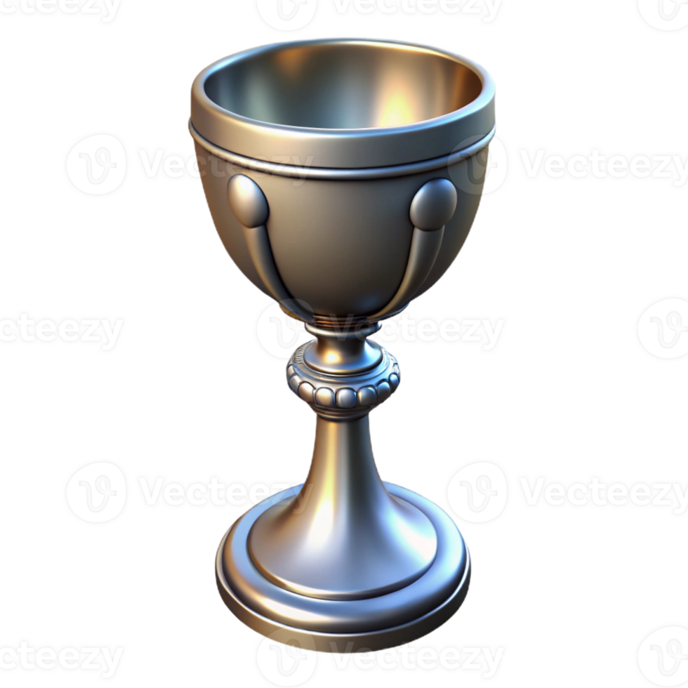 stunning rustic A single, ornate silver chalice, glowing faintly detailed png