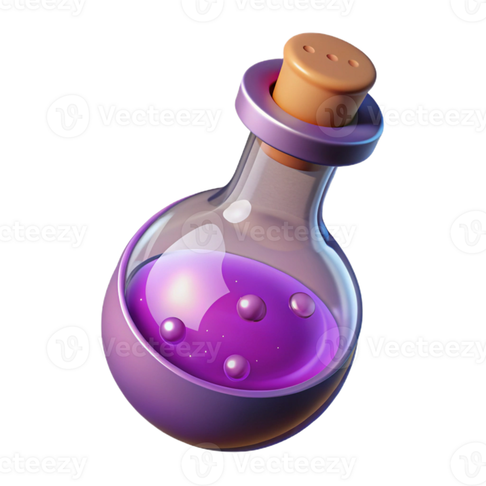 beautiful contemporary A powerful magic potion, bubbling in a glass vial authentic png