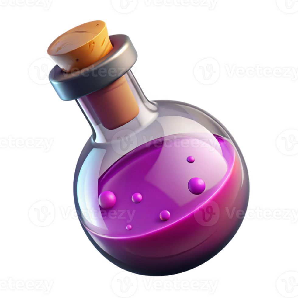 impressive rustic A powerful magic potion, bubbling in a glass vial authentic png