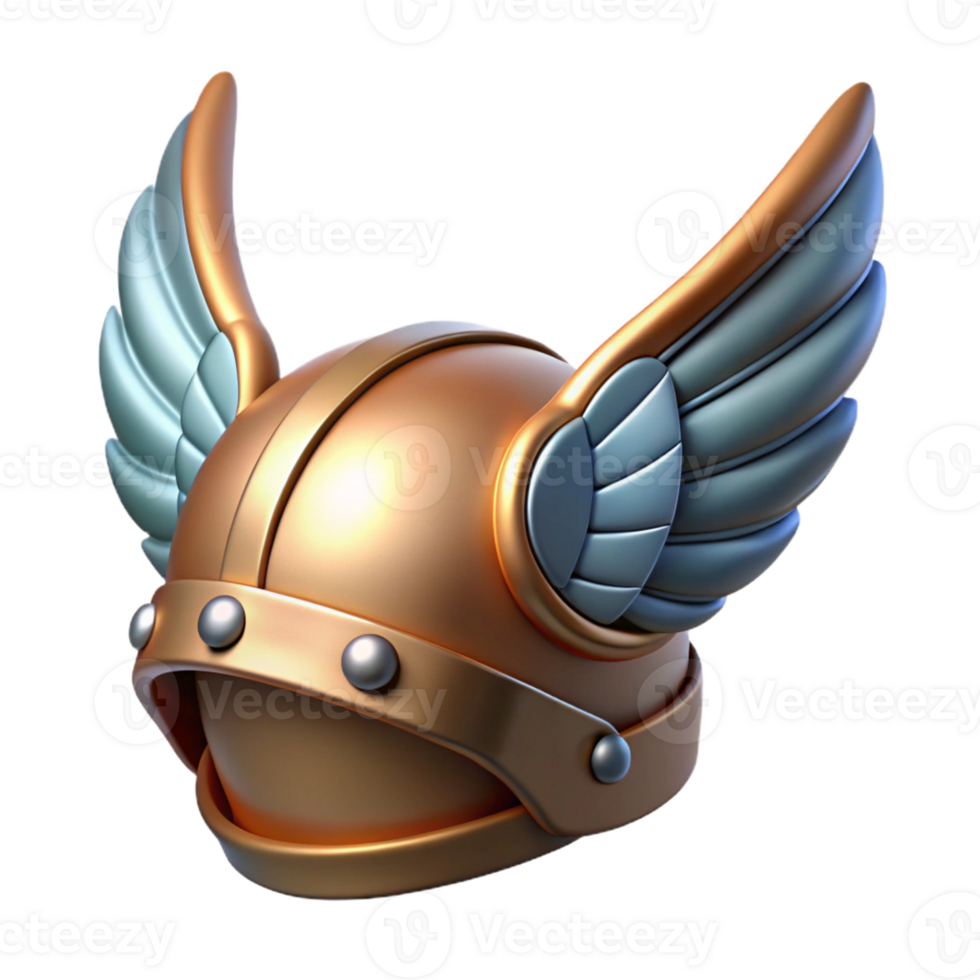 elegant contemporary A detailed illustration of a winged helmet, highly polished professional png