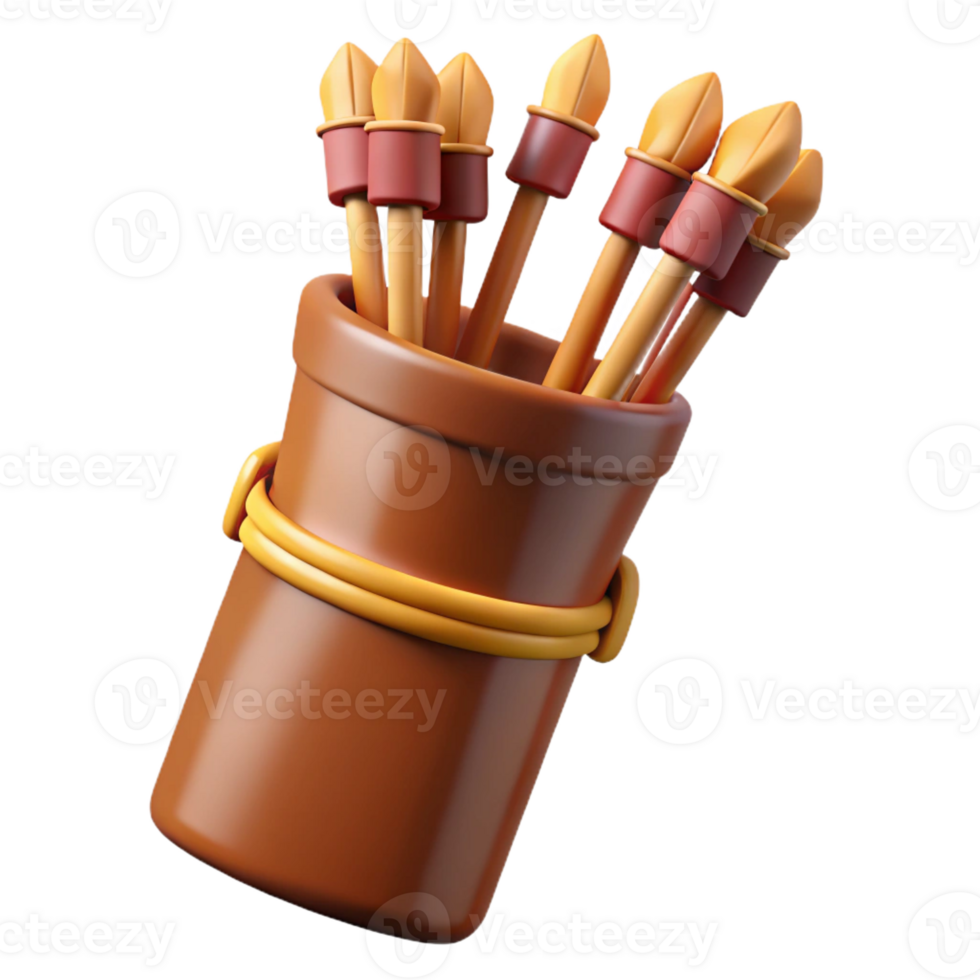 extraordinary minimalist A detailed illustration of a quiver full of arrows, fletched and ready 4K png
