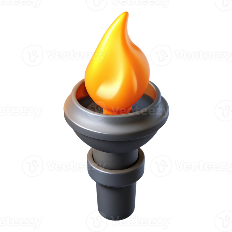 impressive modern A single, burning torch, casting flickering light premium png