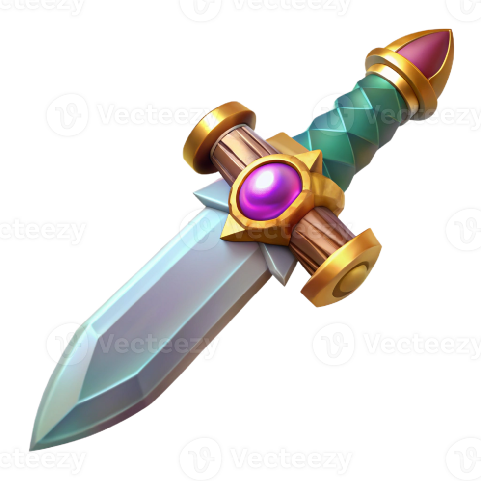 extraordinary creative A single, ornate dagger, with a jeweled hilt authentic png
