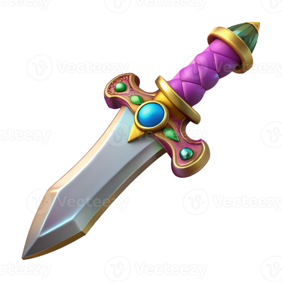 dramatic classic A single, ornate dagger, with a jeweled hilt 4K png