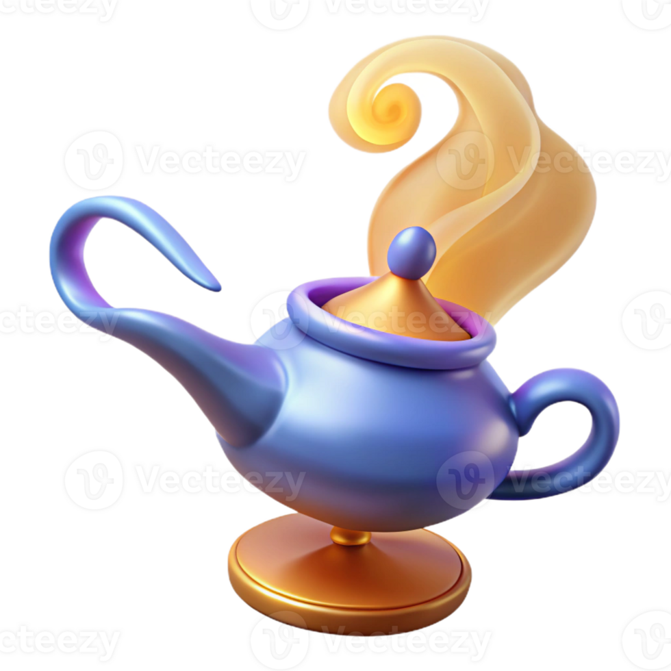 wonderful artistic A stylized illustration of a magic lamp, emitting a wisp of smoke original png