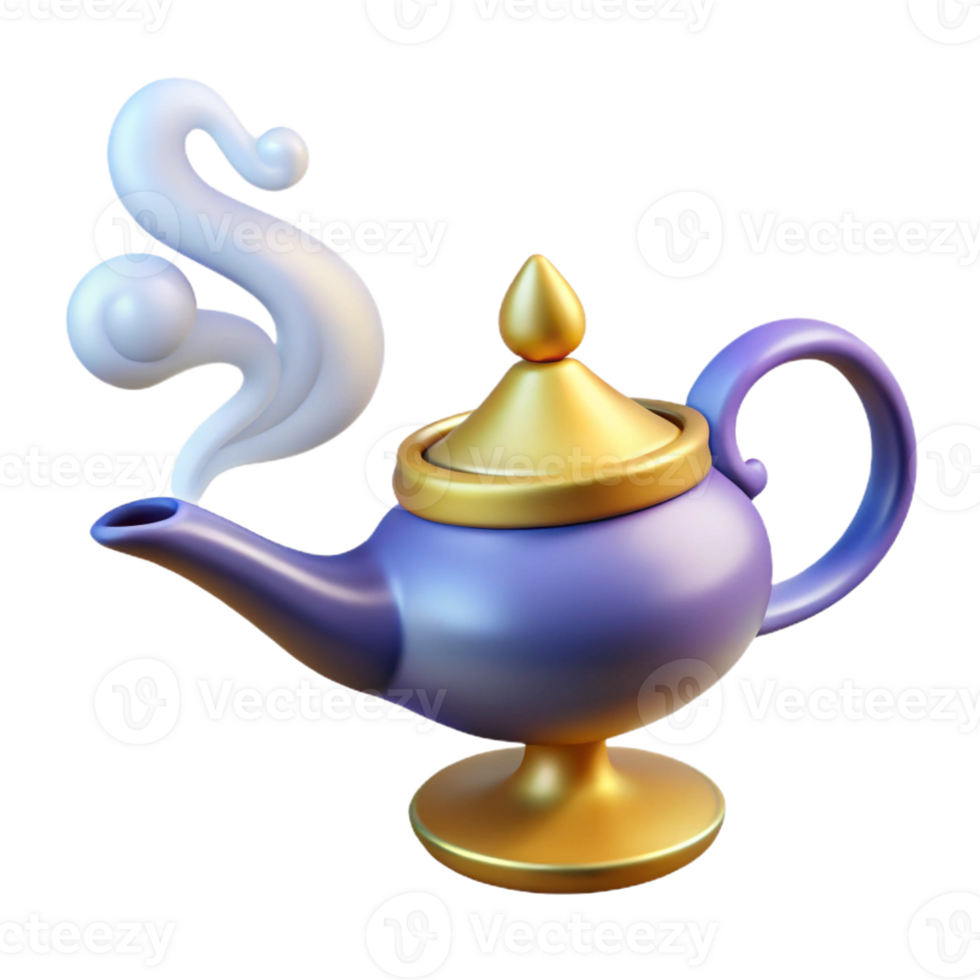 vibrant vintage A stylized illustration of a magic lamp, emitting a wisp of smoke authentic png