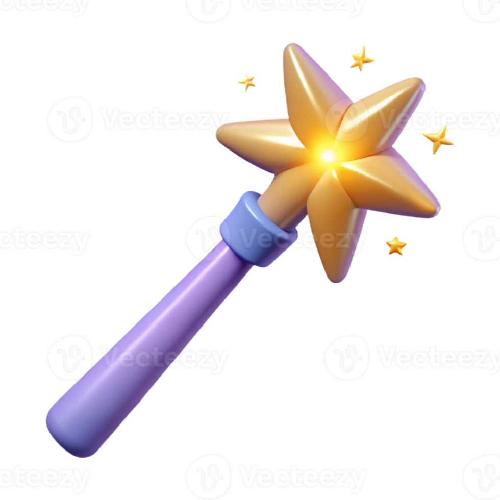 dramatic modern A stylized illustration of a fairy wand, sparkling with magic professional png