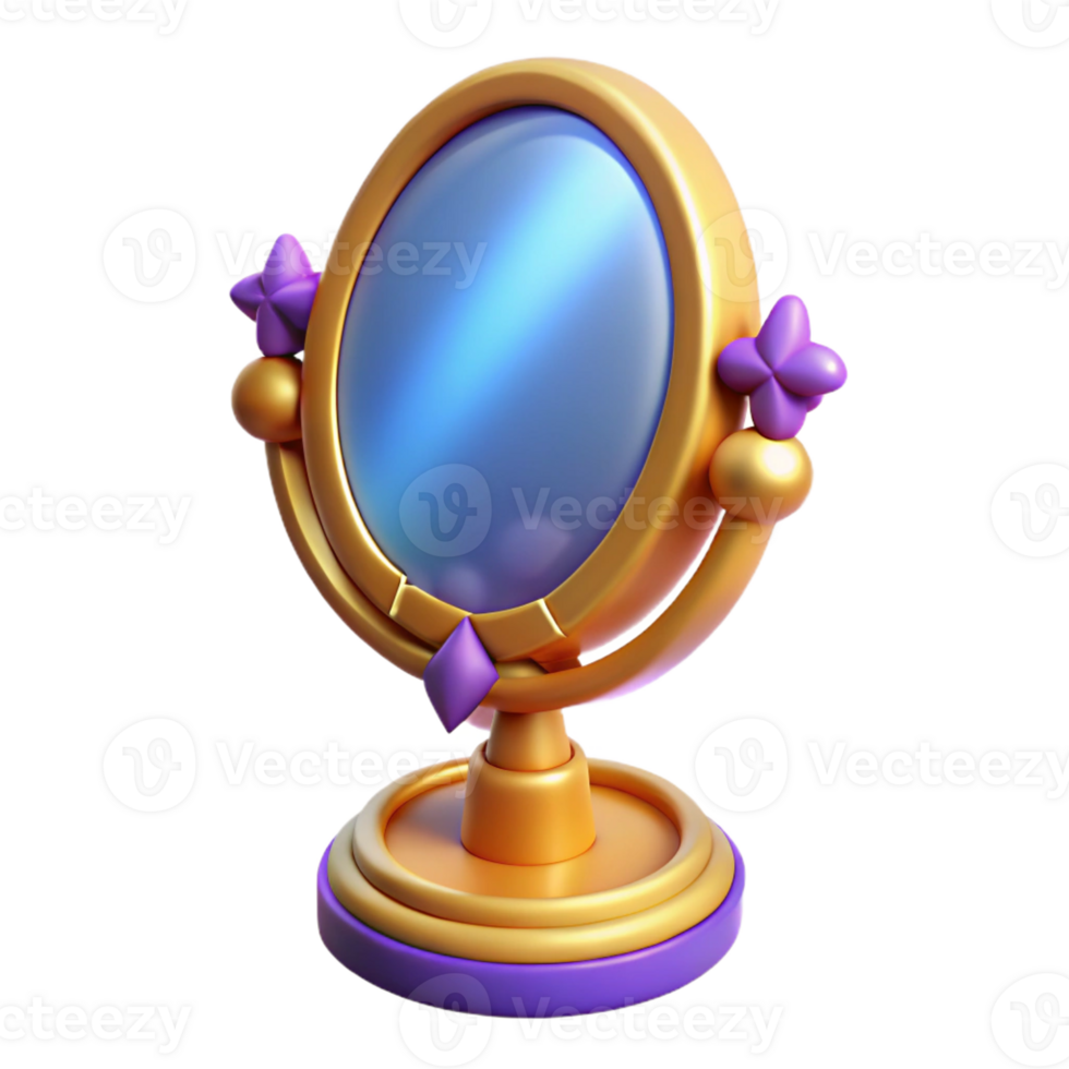 stunning artistic A stylized illustration of a magic mirror, reflecting a distorted image high quality png