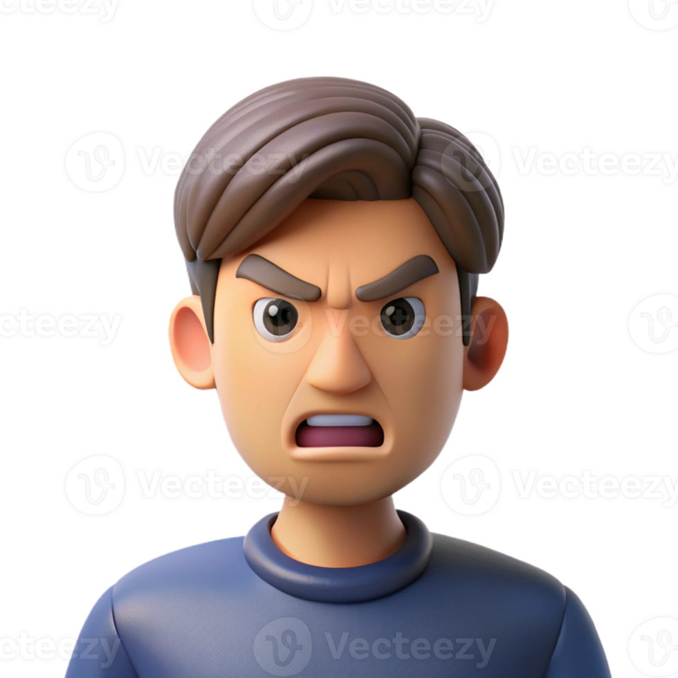 vibrant abstract Man with an angry expression, detailed png
