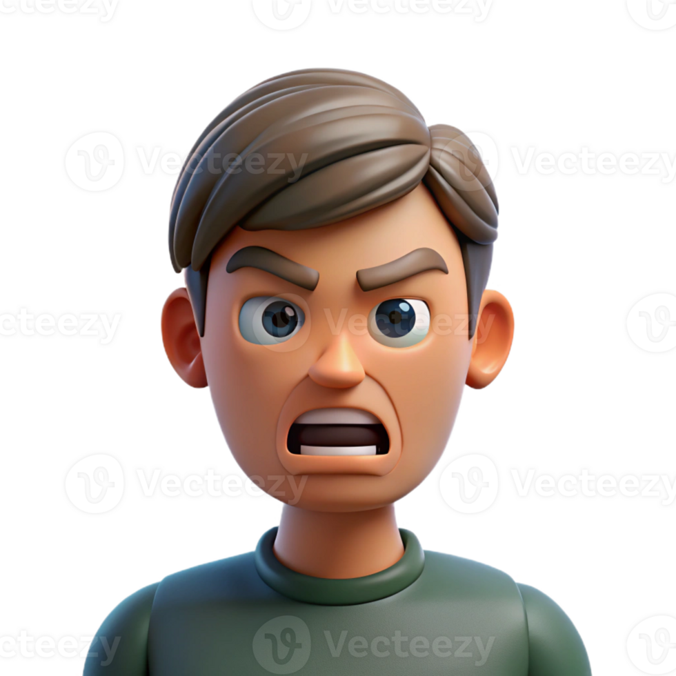 serene vintage Man with an angry expression, high resolution png