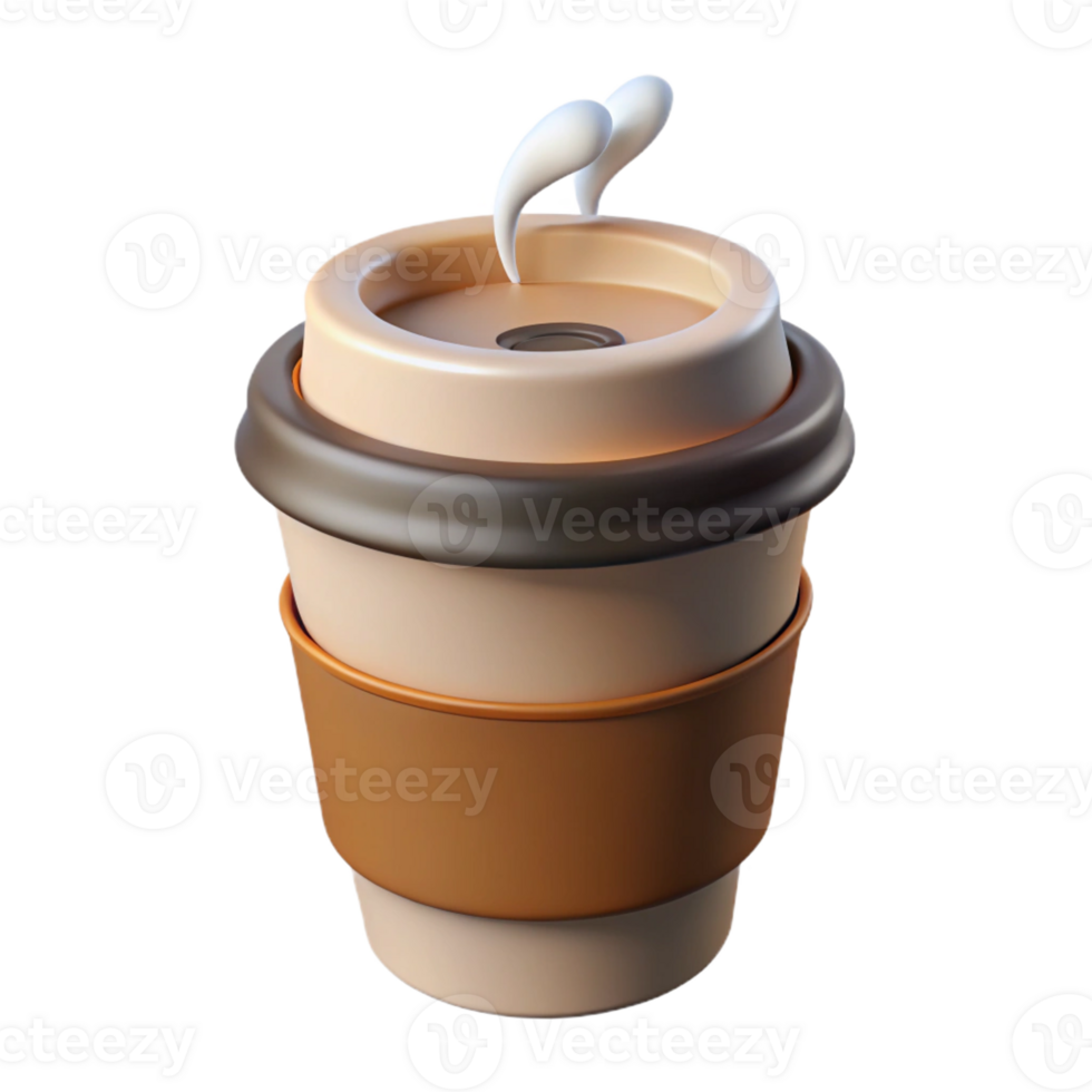 beautiful modern Coffee cup with steam, 4K png