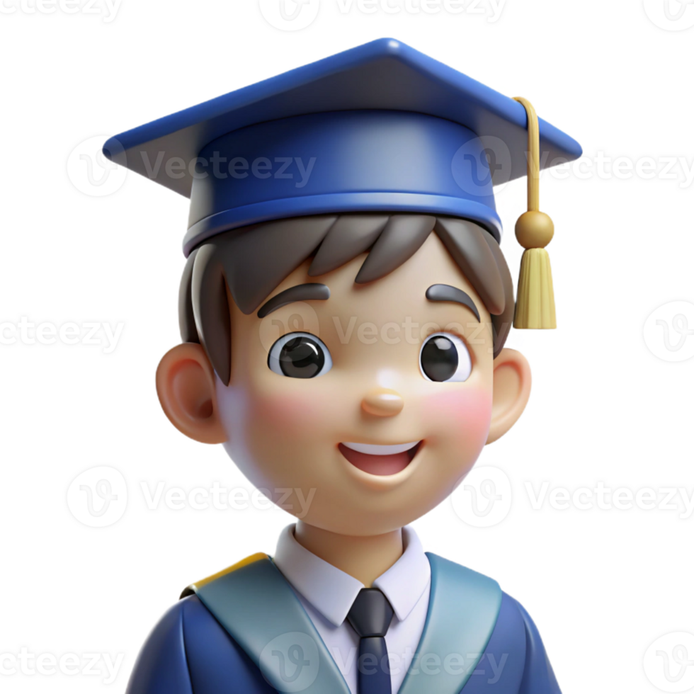 beautiful rustic Young boy wearing graduation cap and gown, authentic png