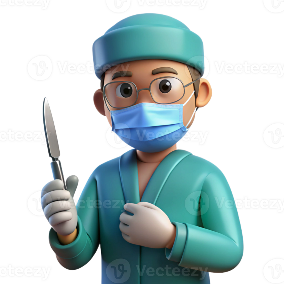 extraordinary rustic Concentrated surgeon holding scalpel, premium png