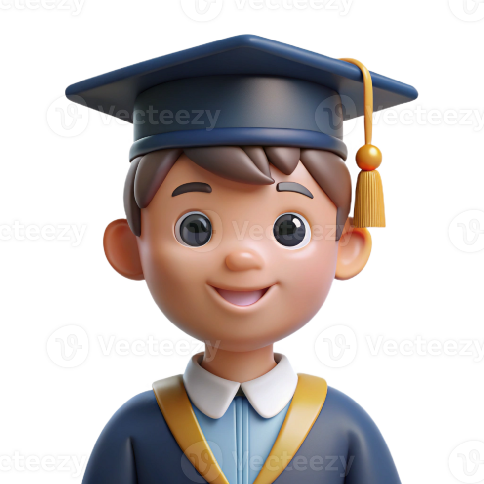 vibrant abstract Young boy wearing graduation cap and gown, professional png