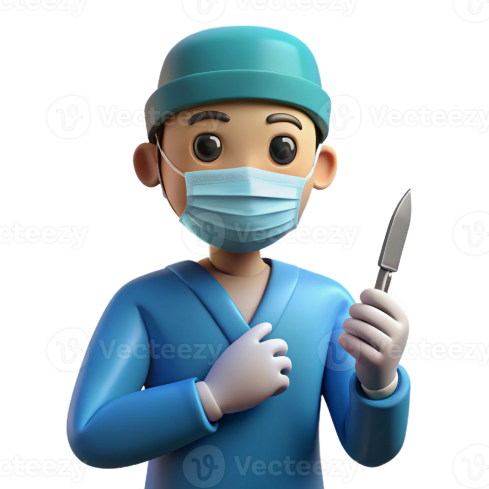 wonderful abstract Concentrated surgeon holding scalpel, original png