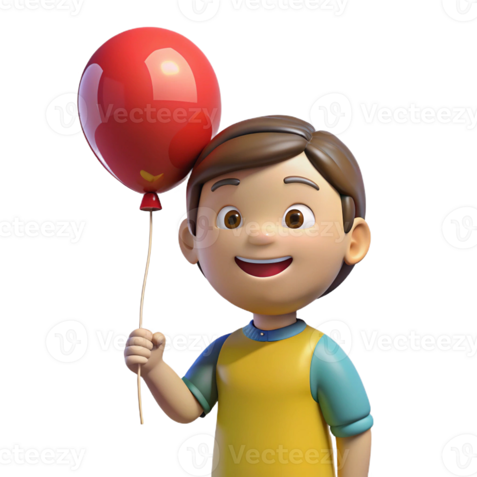 impressive modern Smiling child holding a balloon, high resolution png