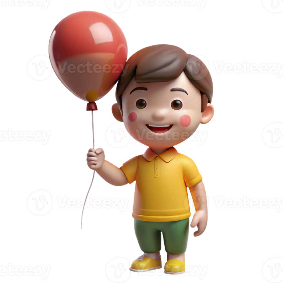 serene rustic Smiling child holding a balloon, original png