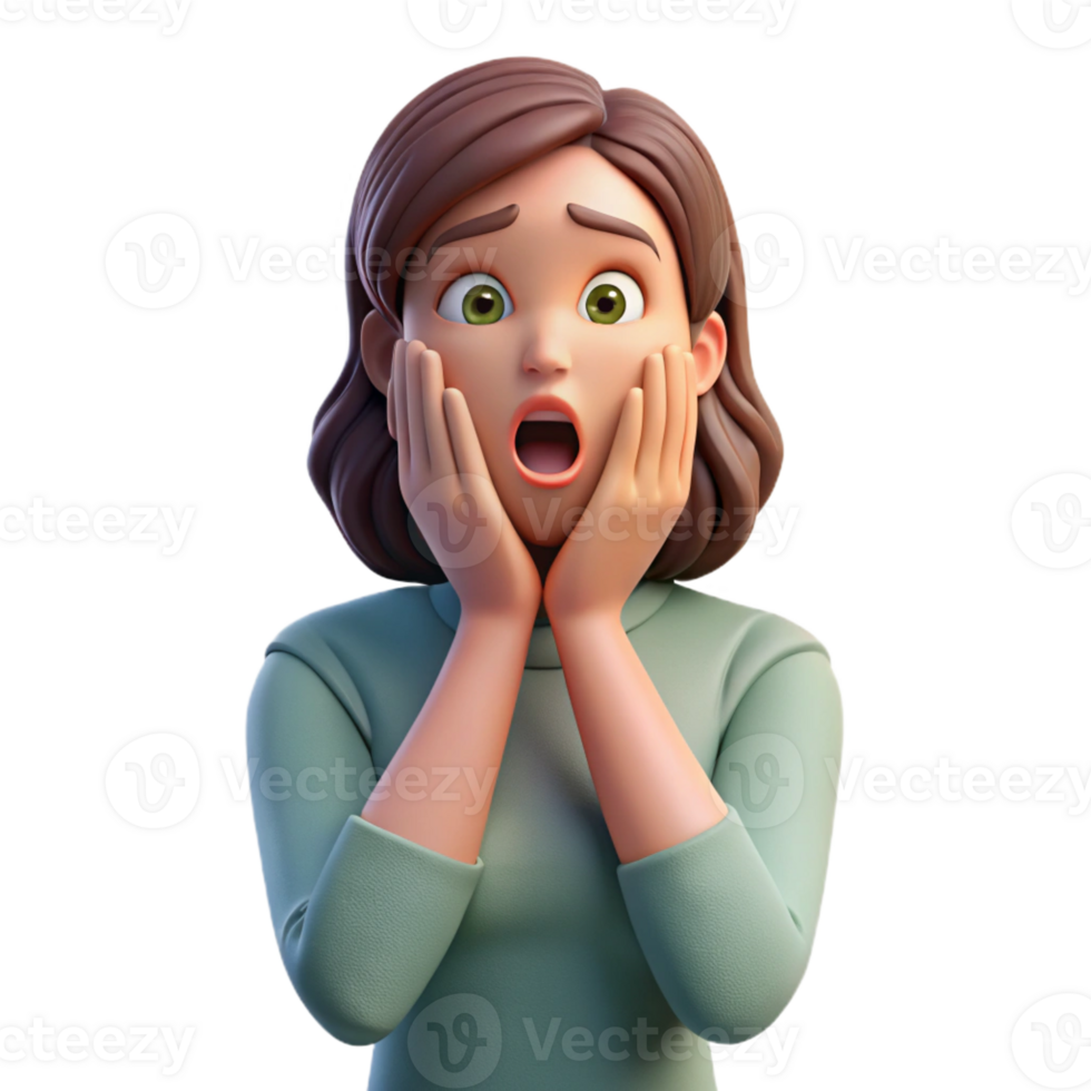 serene classic Frightened woman covering her face, authentic png