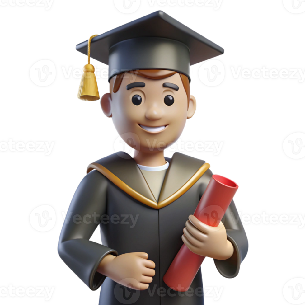 impressive abstract Graduate student holding a diploma, genuine png