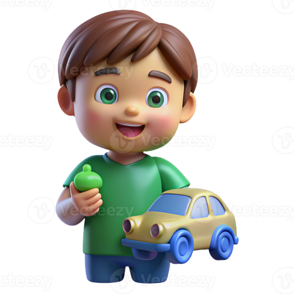 wonderful traditional Smiling toddler holding a toy car, original png