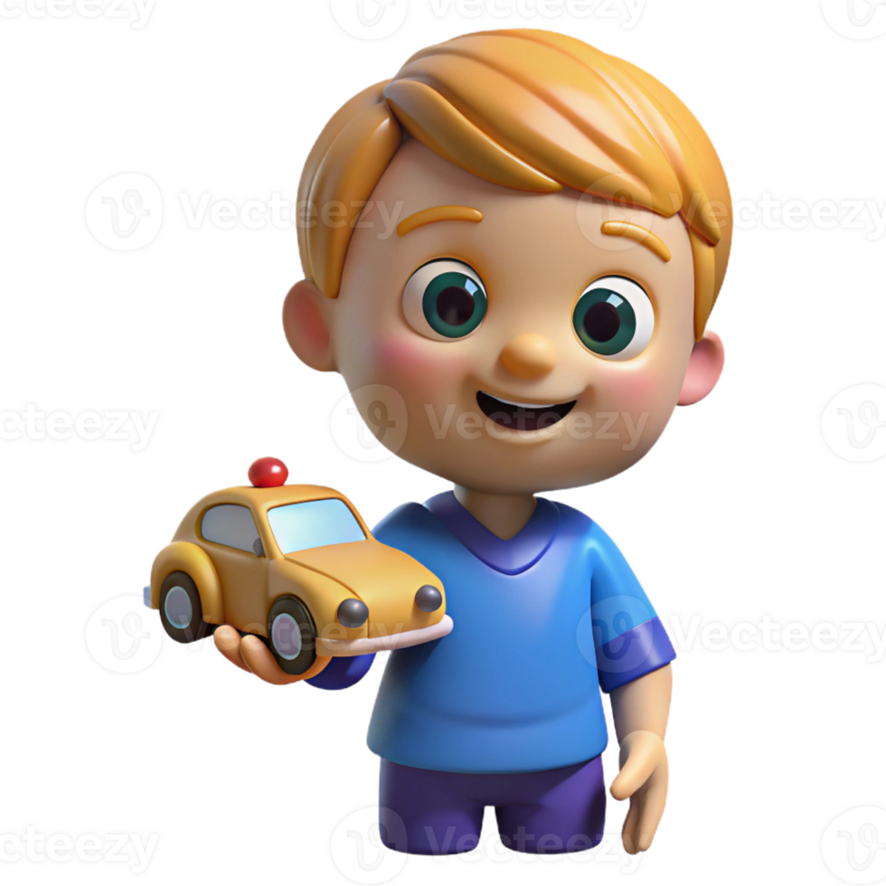 magnificent artistic Smiling toddler holding a toy car, detailed png