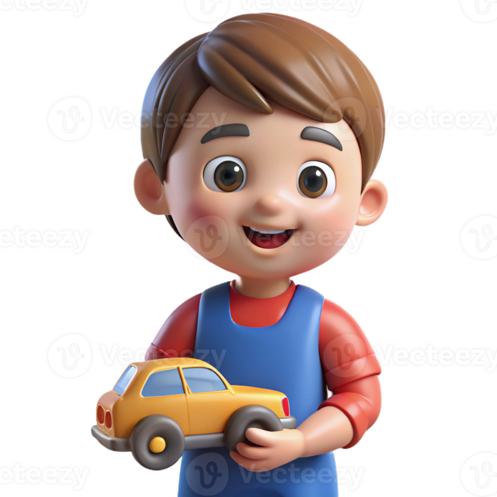 magnificent artistic Smiling toddler holding a toy car, high resolution png