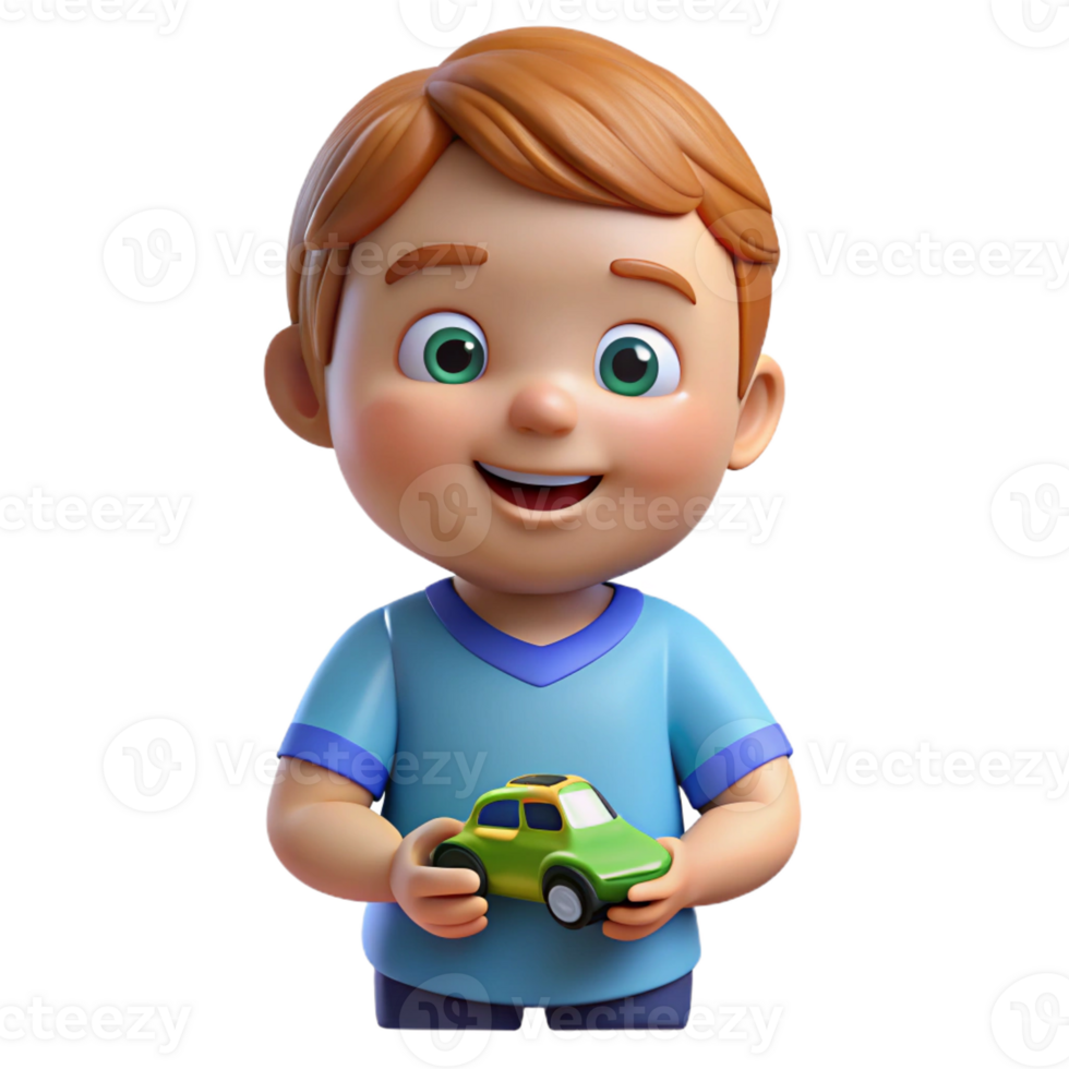 wonderful artistic Smiling toddler holding a toy car, 4K png