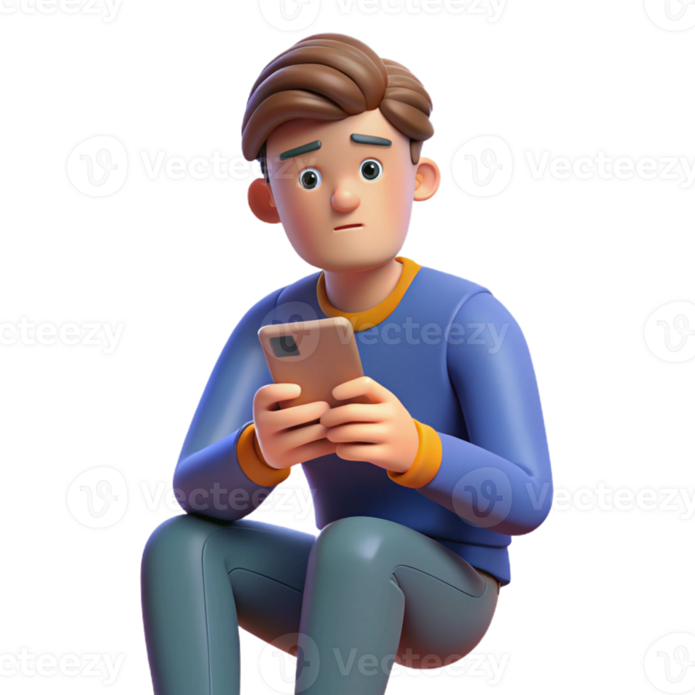 extraordinary traditional Bored teenager with a smartphone, original png