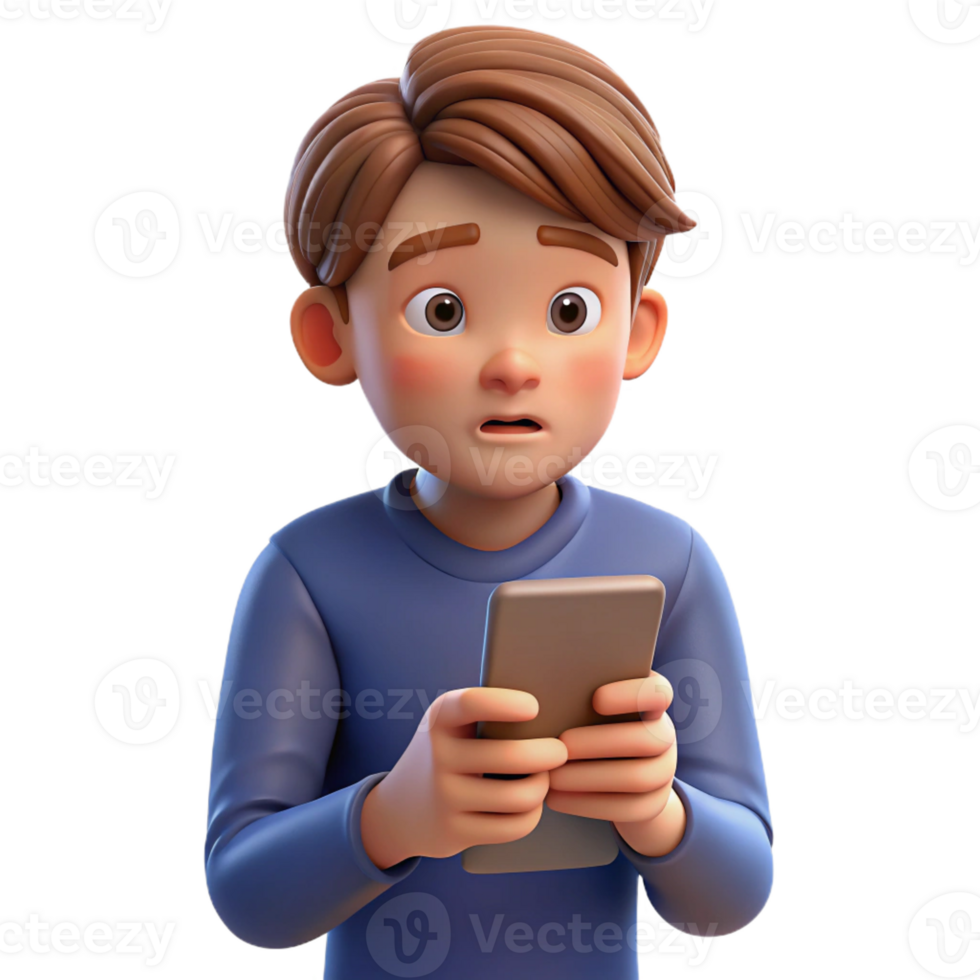 serene rustic Bored teenager with a smartphone, exclusive png