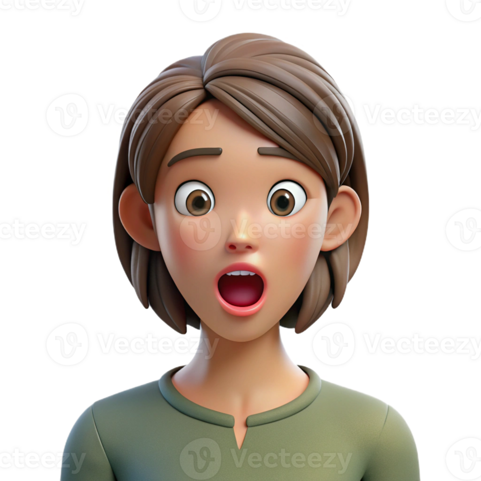 wonderful classic Shocked woman with wide eyes, authentic png