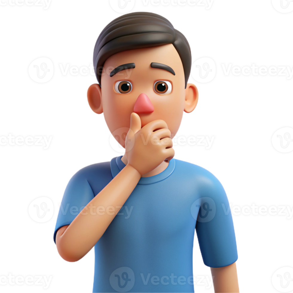 impressive rustic Disgusted man holding his nose, high resolution png