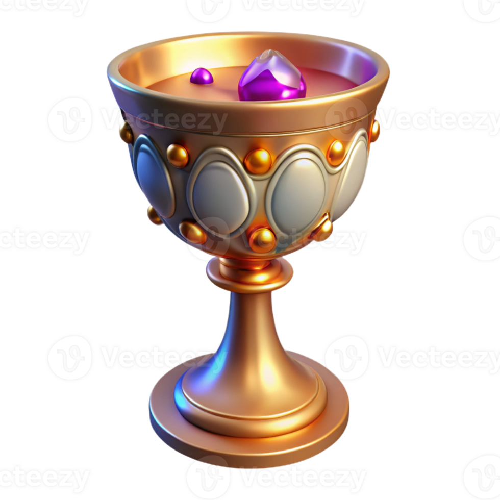 magnificent creative A single, ornate, jeweled chalice, overflowing with glowing liquid exclusive png