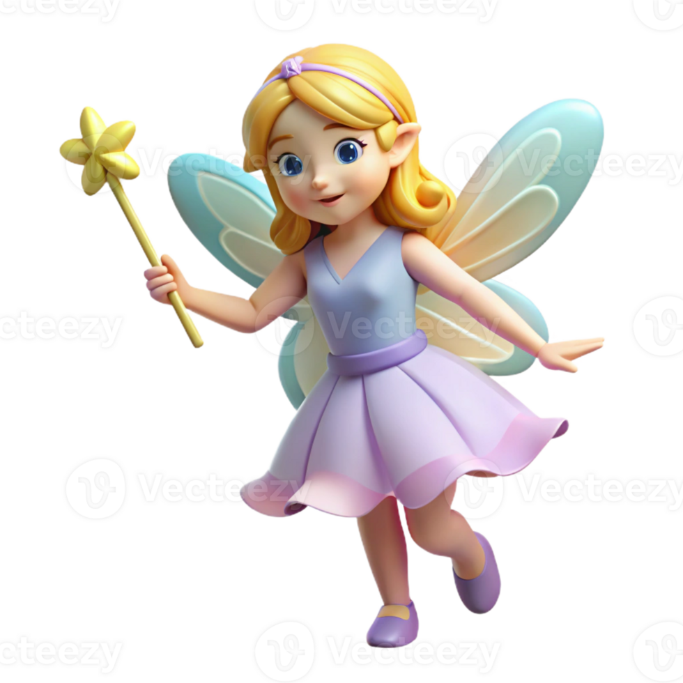 elegant minimalist A delicate fairy, holding a sparkling wand genuine png