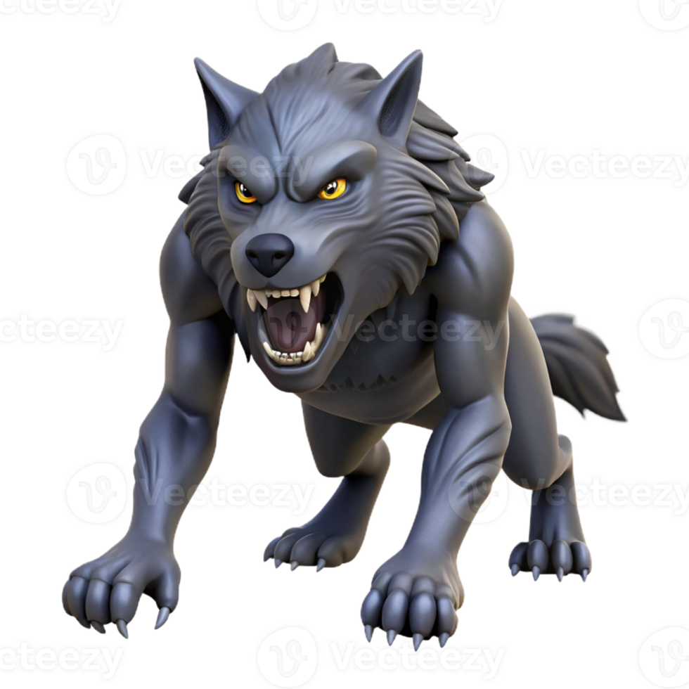 impressive traditional A snarling werewolf, mid-transformation original png