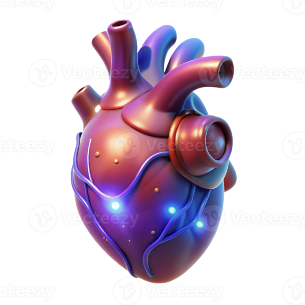 beautiful abstract A detailed, anatomical heart, glowing with magical energy high quality png