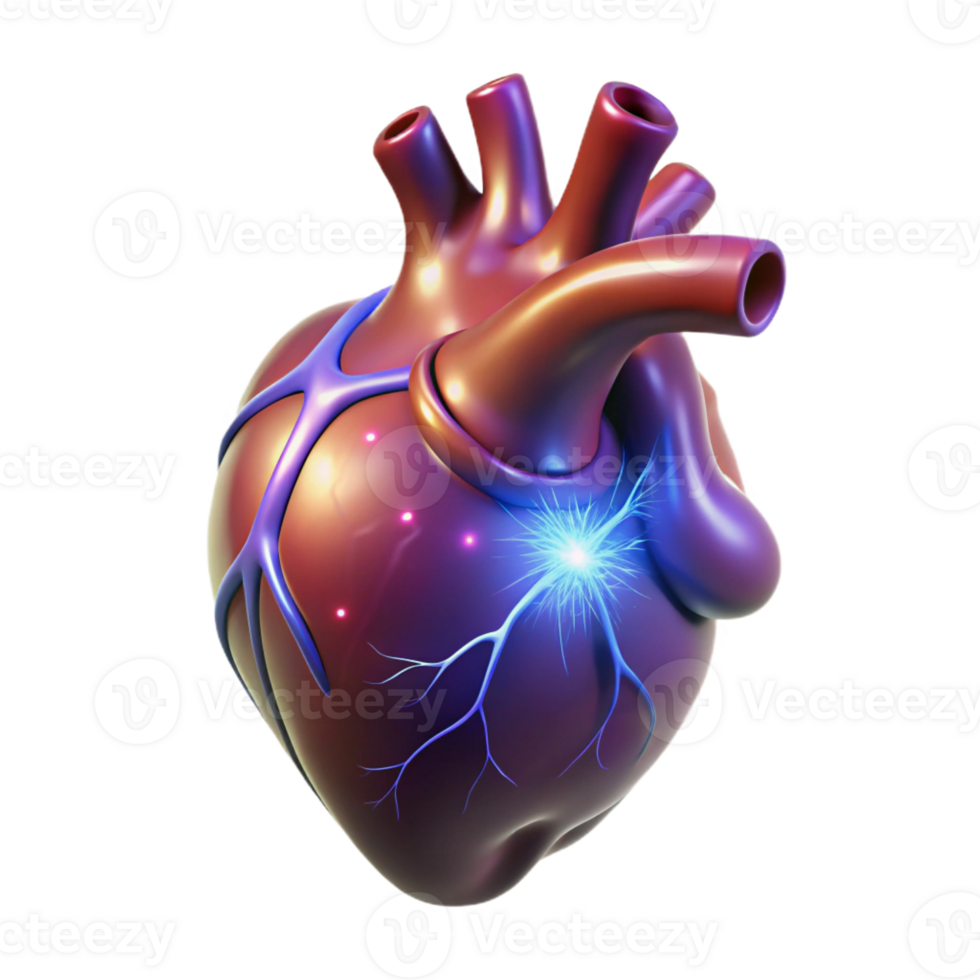 extraordinary abstract A detailed, anatomical heart, glowing with magical energy professional png