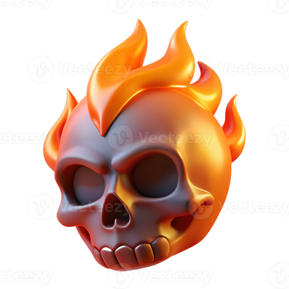 vibrant modern A stylized, flaming skull professional png