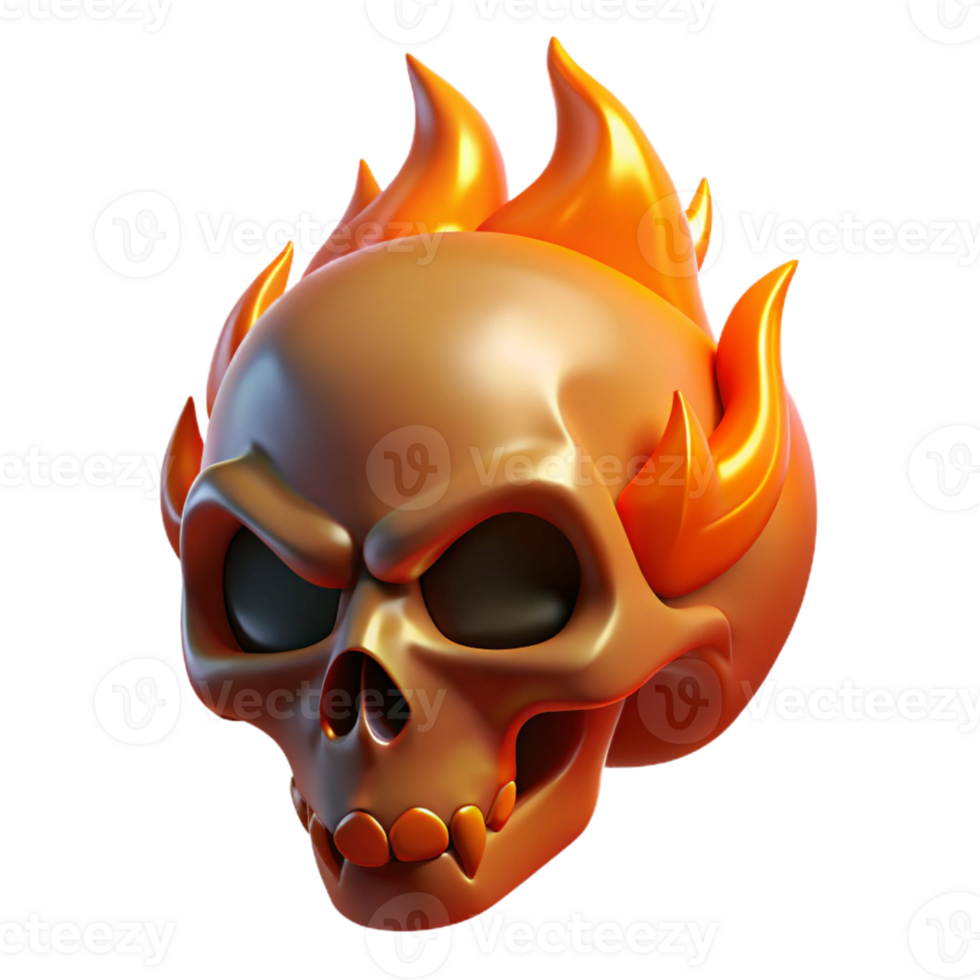 dramatic traditional A stylized, flaming skull genuine png