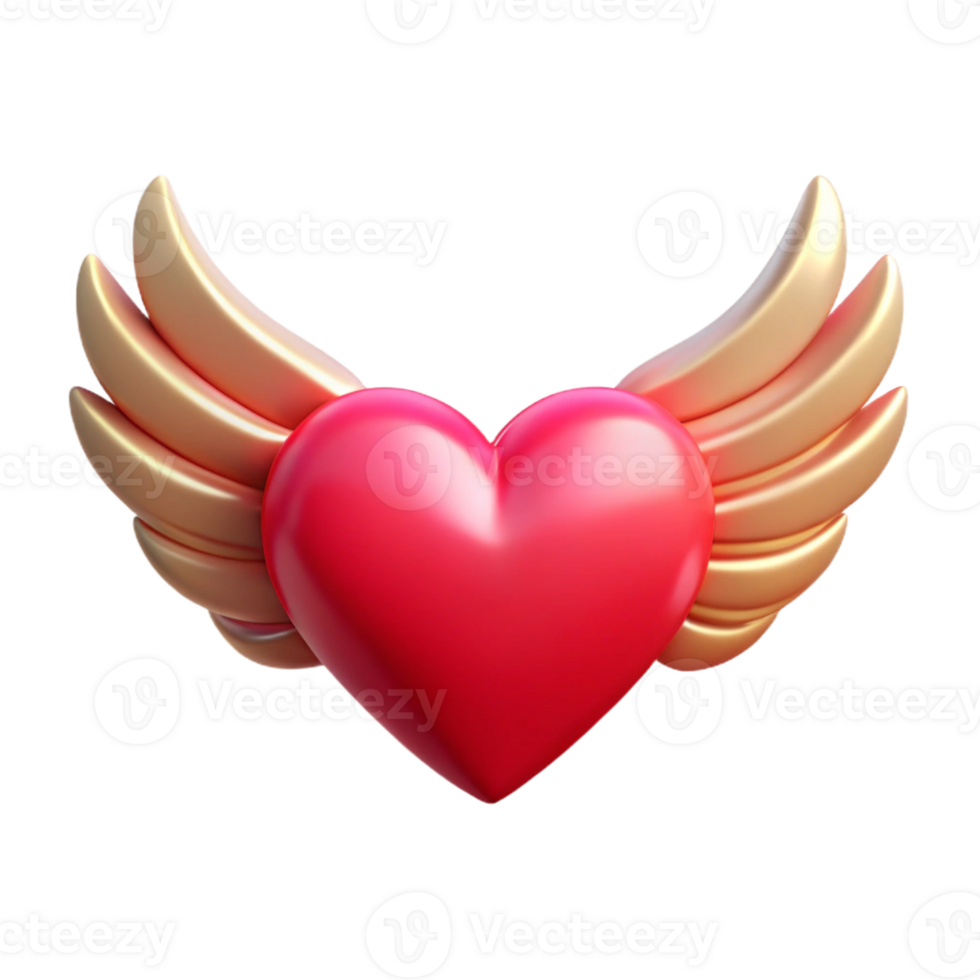elegant contemporary A stylized, winged heart premium png